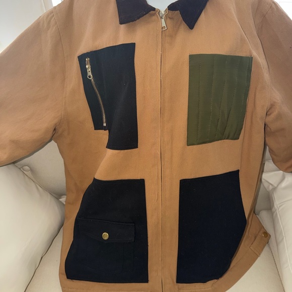 Men's Tan Field Zip Jacket with Contrasting Pocket Panels by Reason - Picture 2 of 12